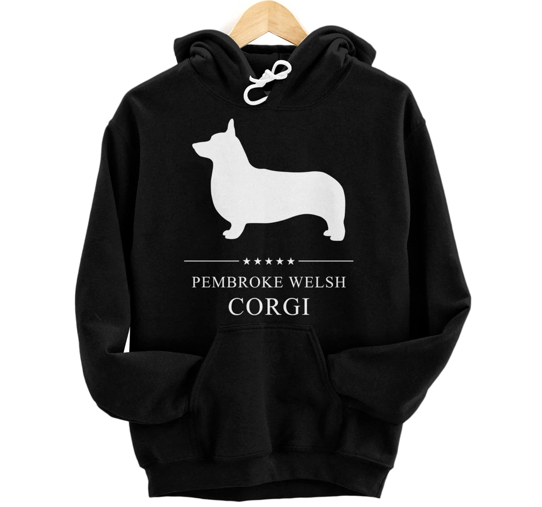 Pembroke Welsh Corgi Dog White Silhouette Pullover Hoodie