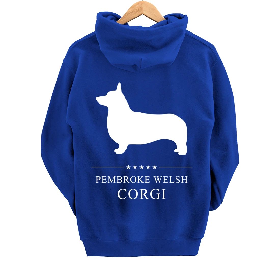Pembroke Welsh Corgi Dog White Silhouette Pullover Hoodie