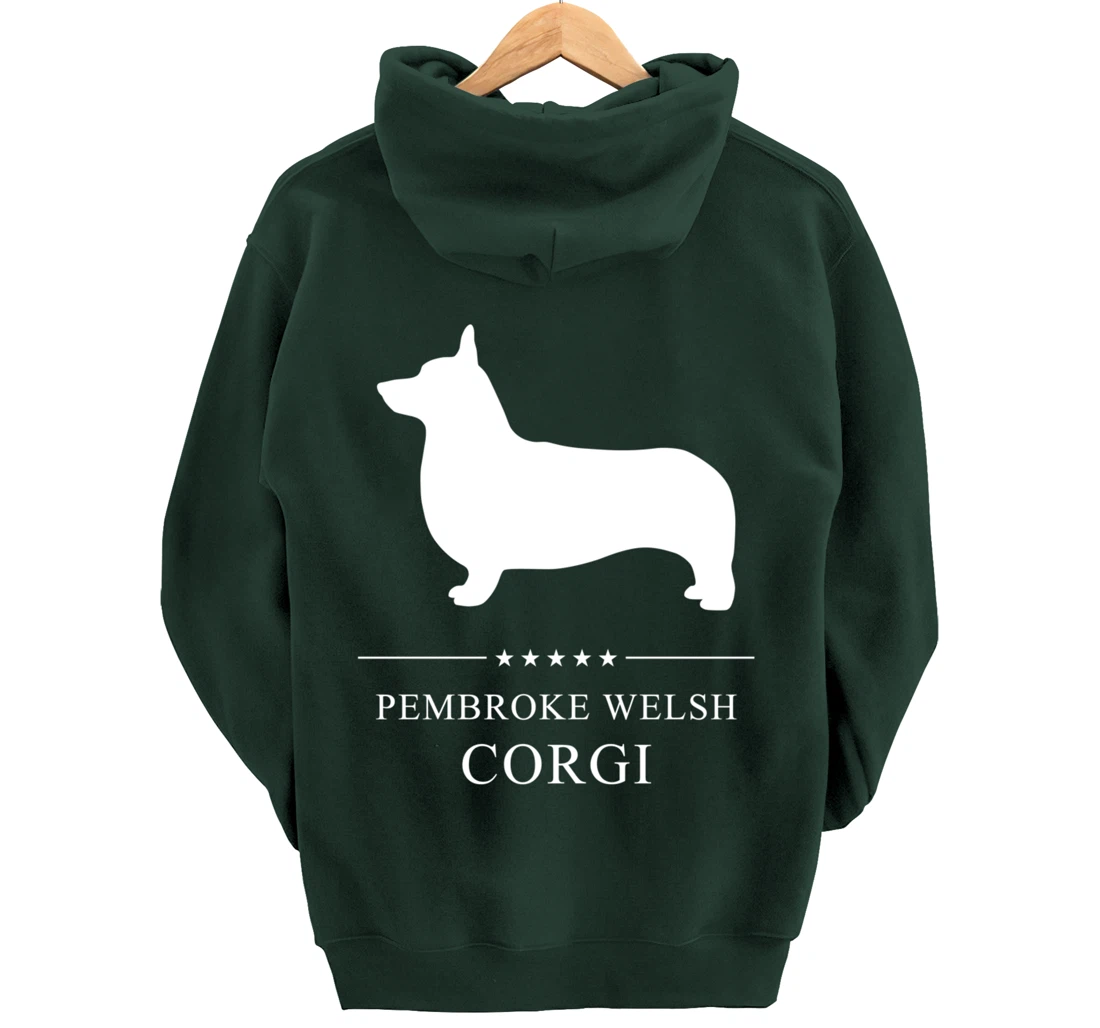 Pembroke Welsh Corgi Dog White Silhouette Pullover Hoodie