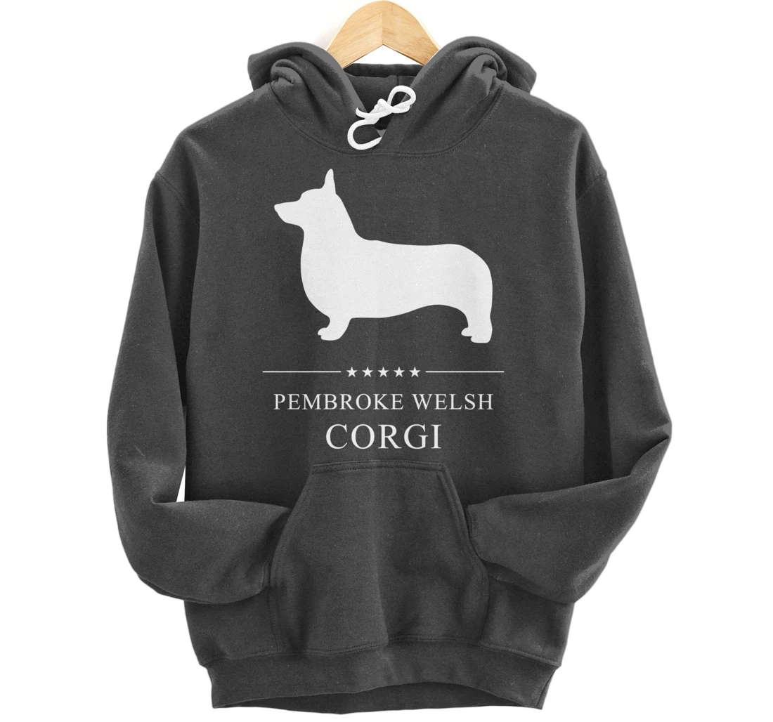 Pembroke Welsh Corgi Dog White Silhouette Pullover Hoodie