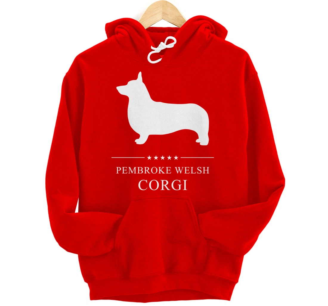 Pembroke Welsh Corgi Dog White Silhouette Pullover Hoodie