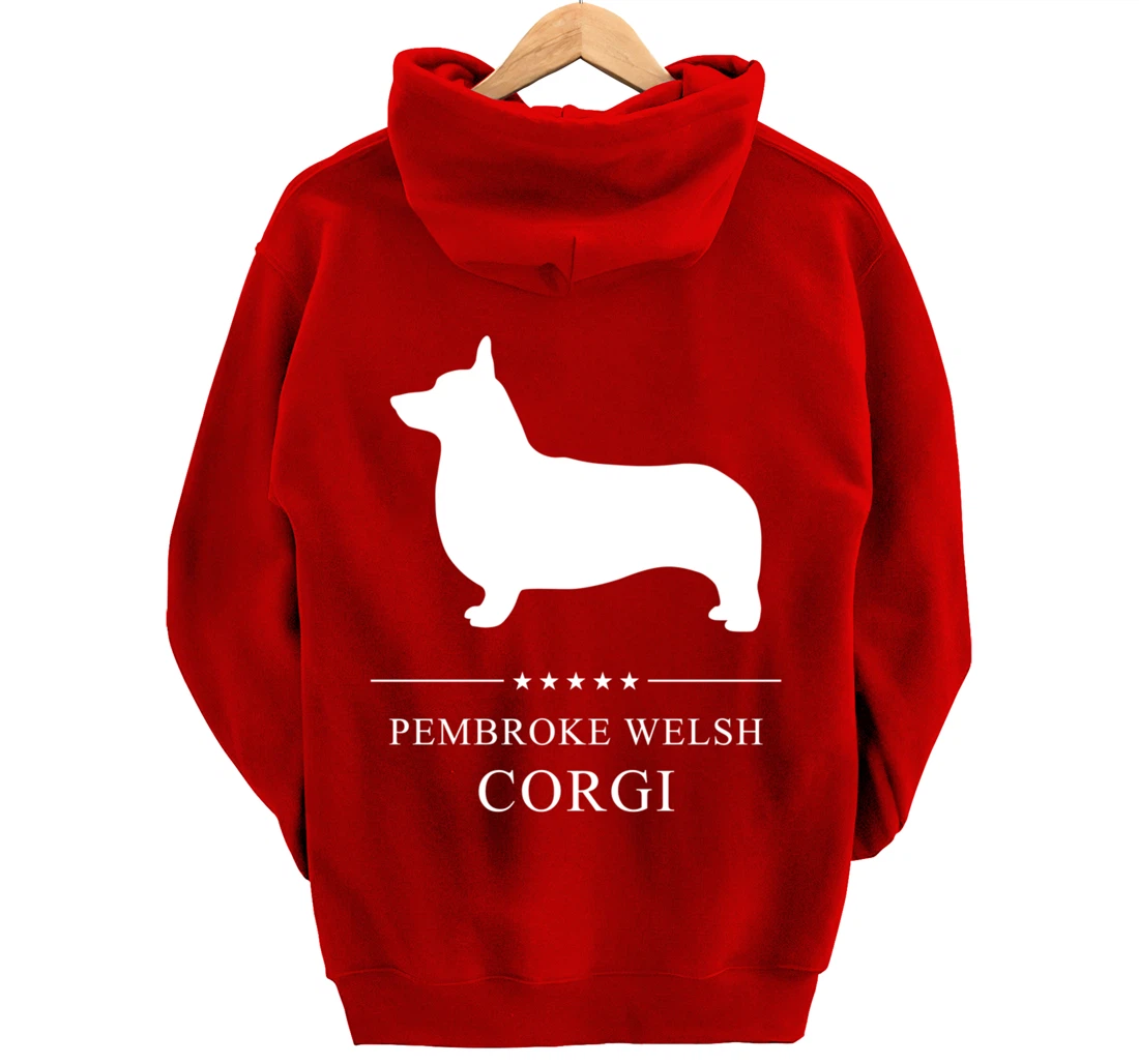 Pembroke Welsh Corgi Dog White Silhouette Pullover Hoodie