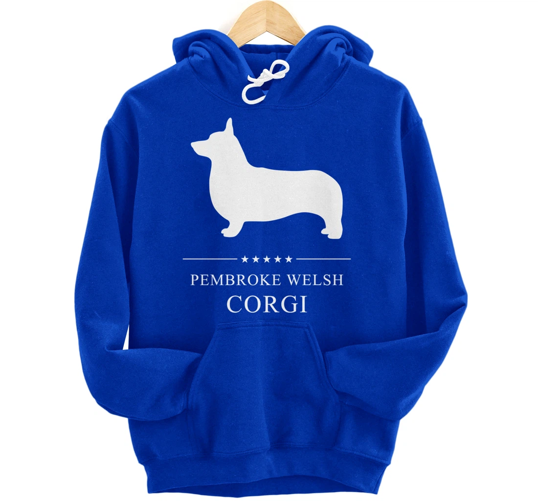 Pembroke Welsh Corgi Dog White Silhouette Pullover Hoodie