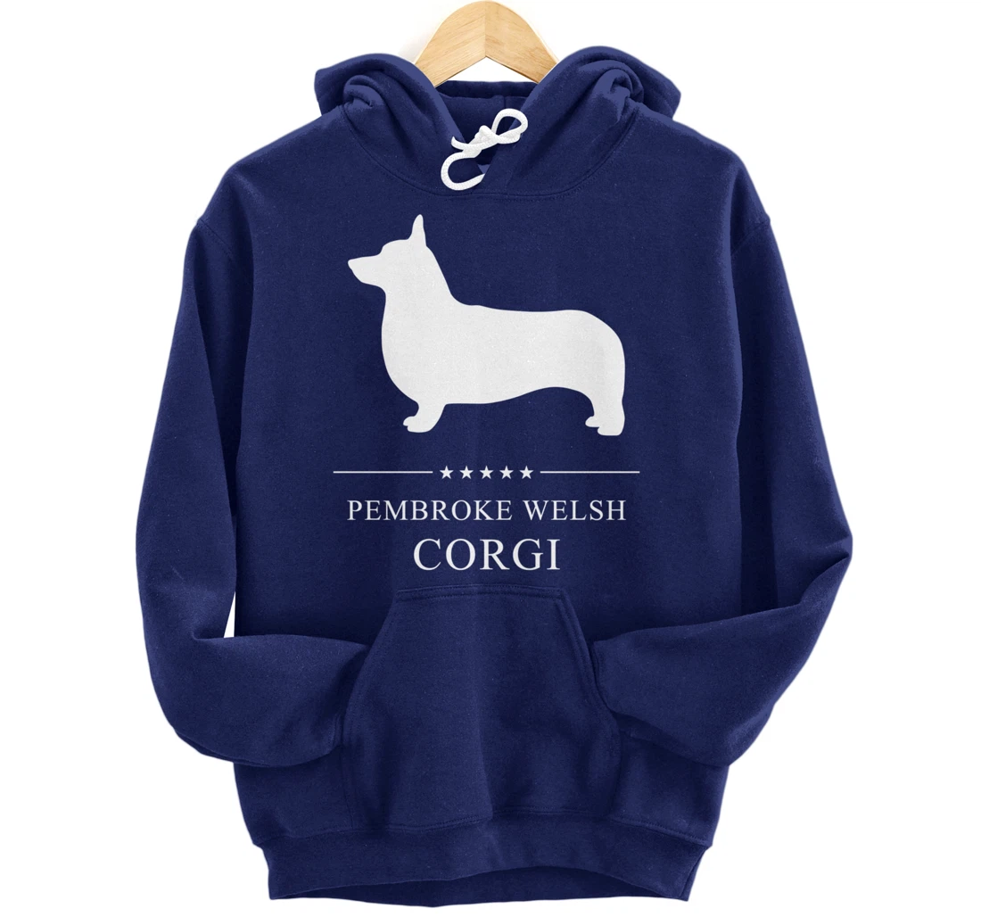 Pembroke Welsh Corgi Dog White Silhouette Pullover Hoodie
