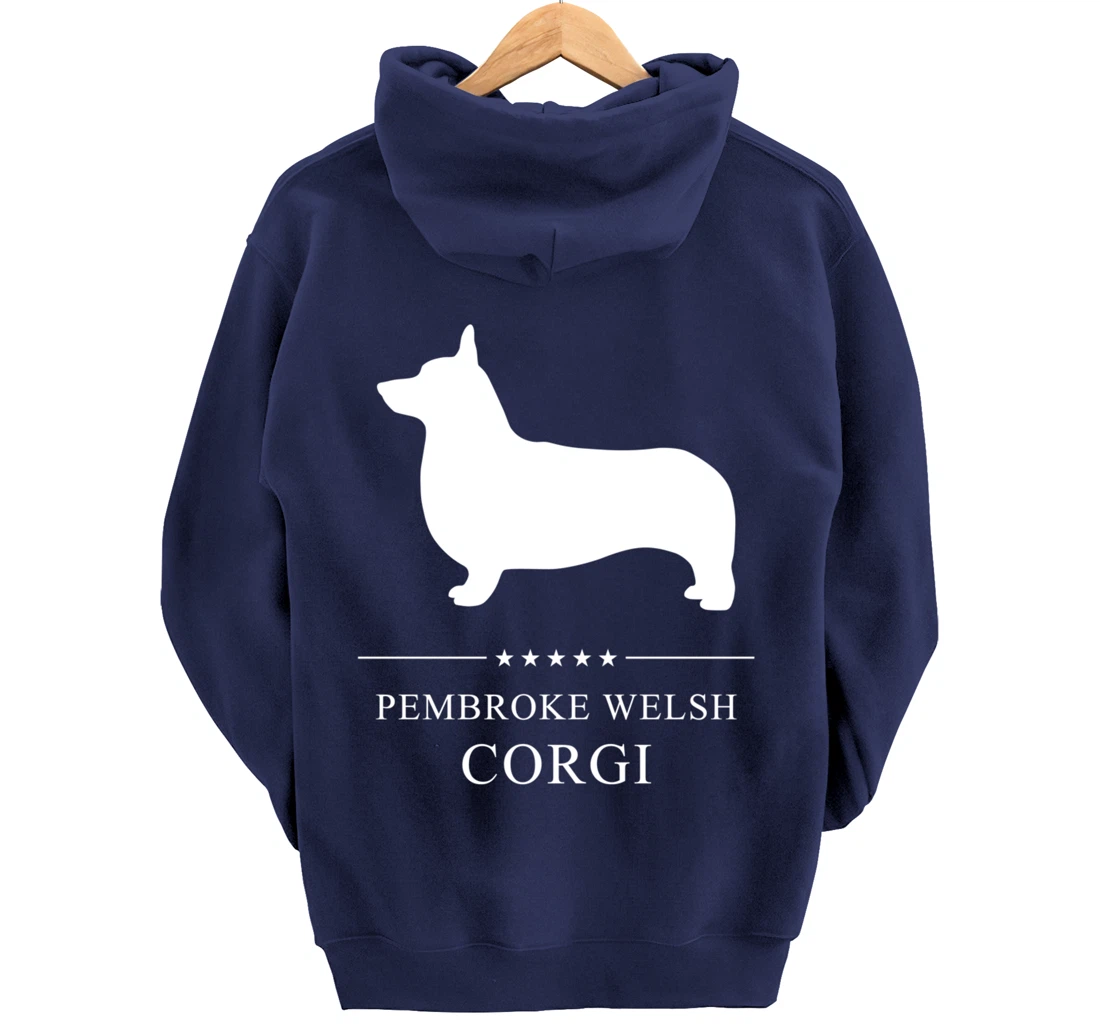 Pembroke Welsh Corgi Dog White Silhouette Pullover Hoodie
