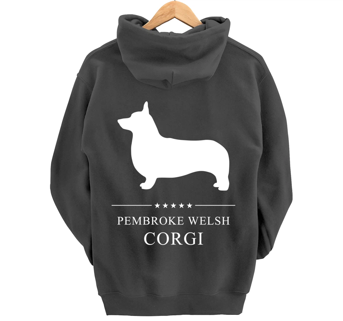 Pembroke Welsh Corgi Dog White Silhouette Pullover Hoodie