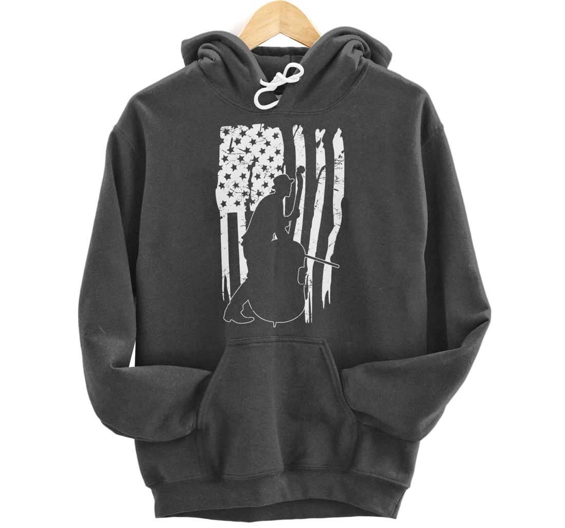 Distressed Retro Upright Bass Musician Music gift Pullover Hoodie