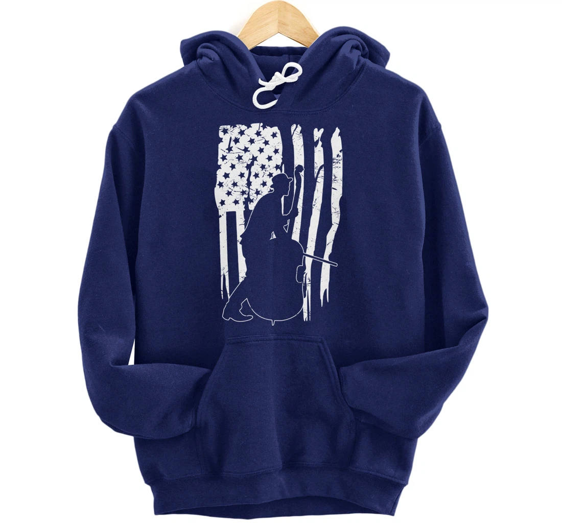 Distressed Retro Upright Bass Musician Music gift Pullover Hoodie