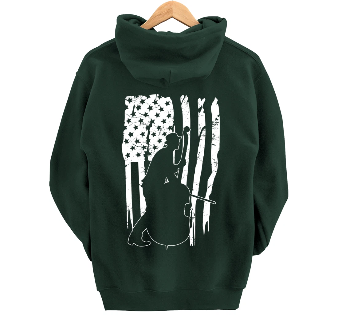 Distressed Retro Upright Bass Musician Music gift Pullover Hoodie