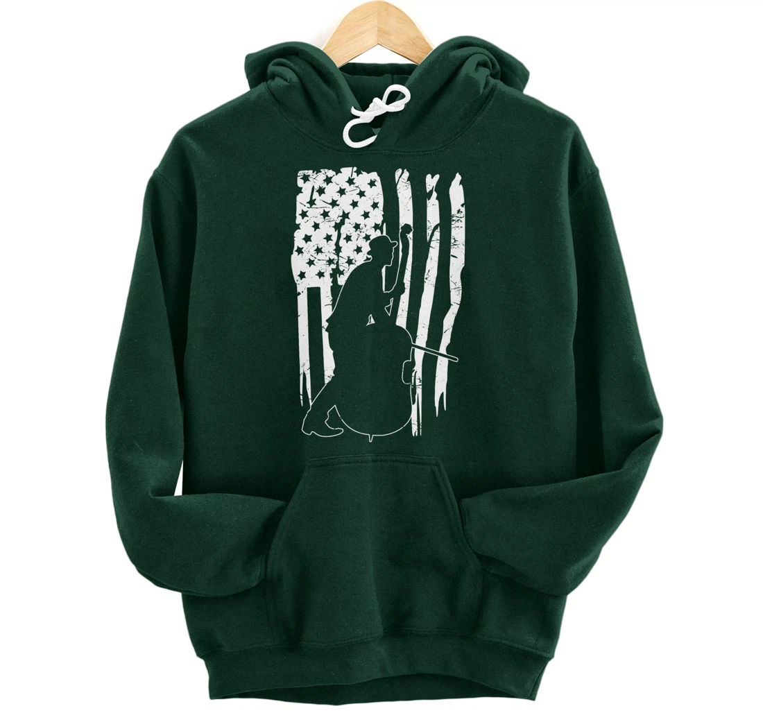 Distressed Retro Upright Bass Musician Music gift Pullover Hoodie