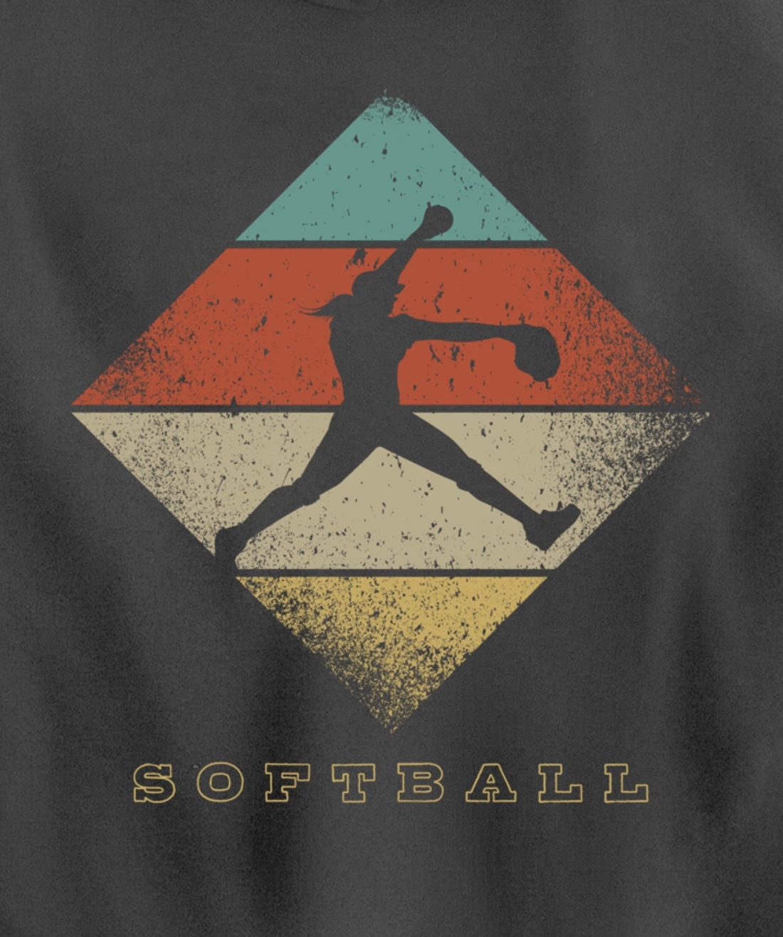 Retro Softball Pitcher 1960's 1970's Style Softball Pullover Hoodie