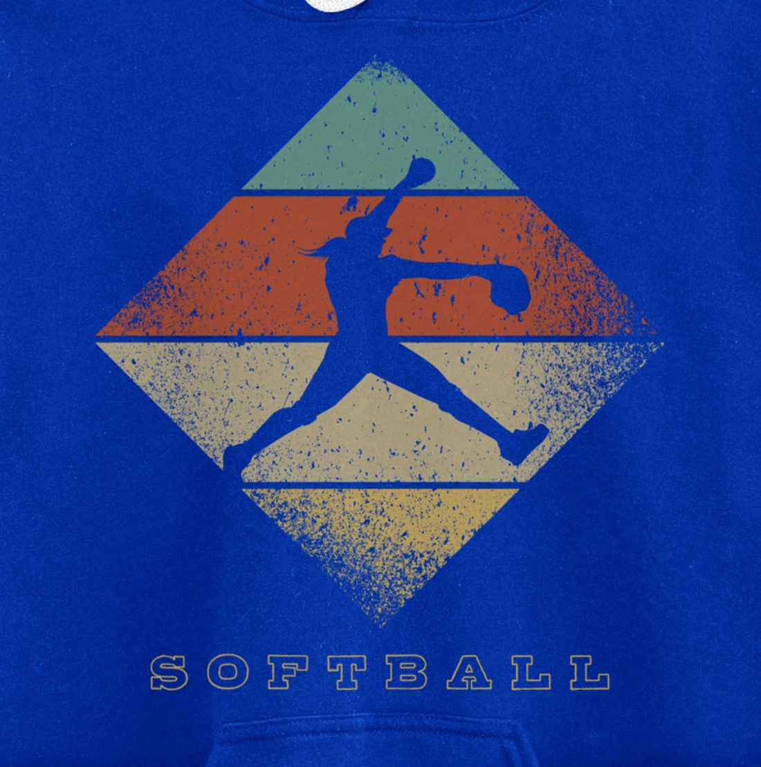 Retro Softball Pitcher 1960's 1970's Style Softball Pullover Hoodie