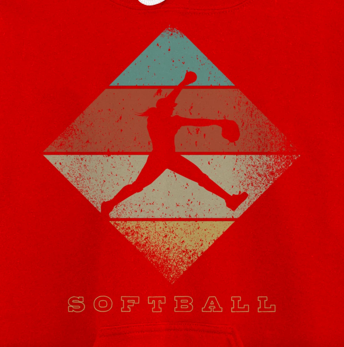 Retro Softball Pitcher 1960's 1970's Style Softball Pullover Hoodie