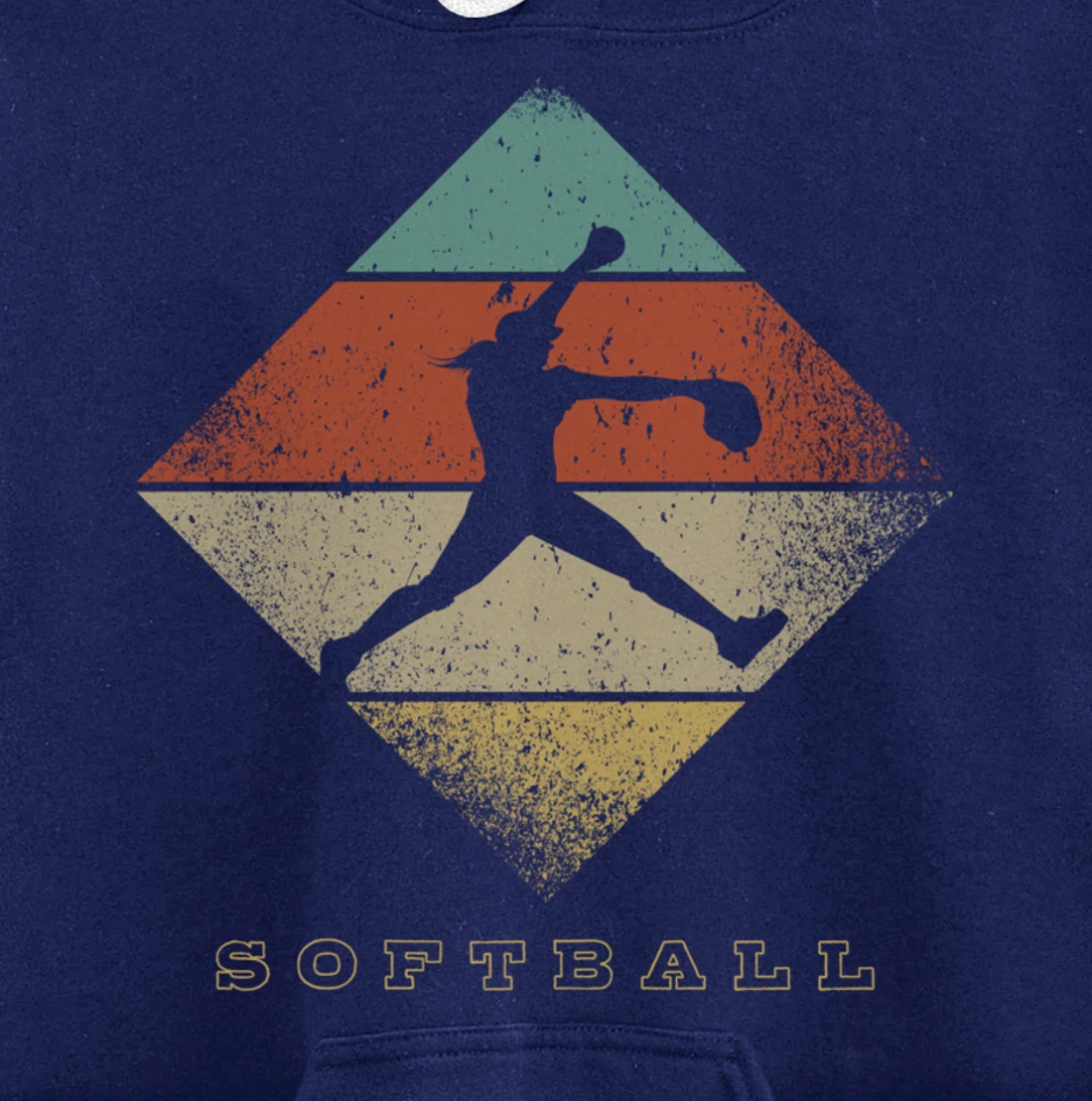 Retro Softball Pitcher 1960's 1970's Style Softball Pullover Hoodie