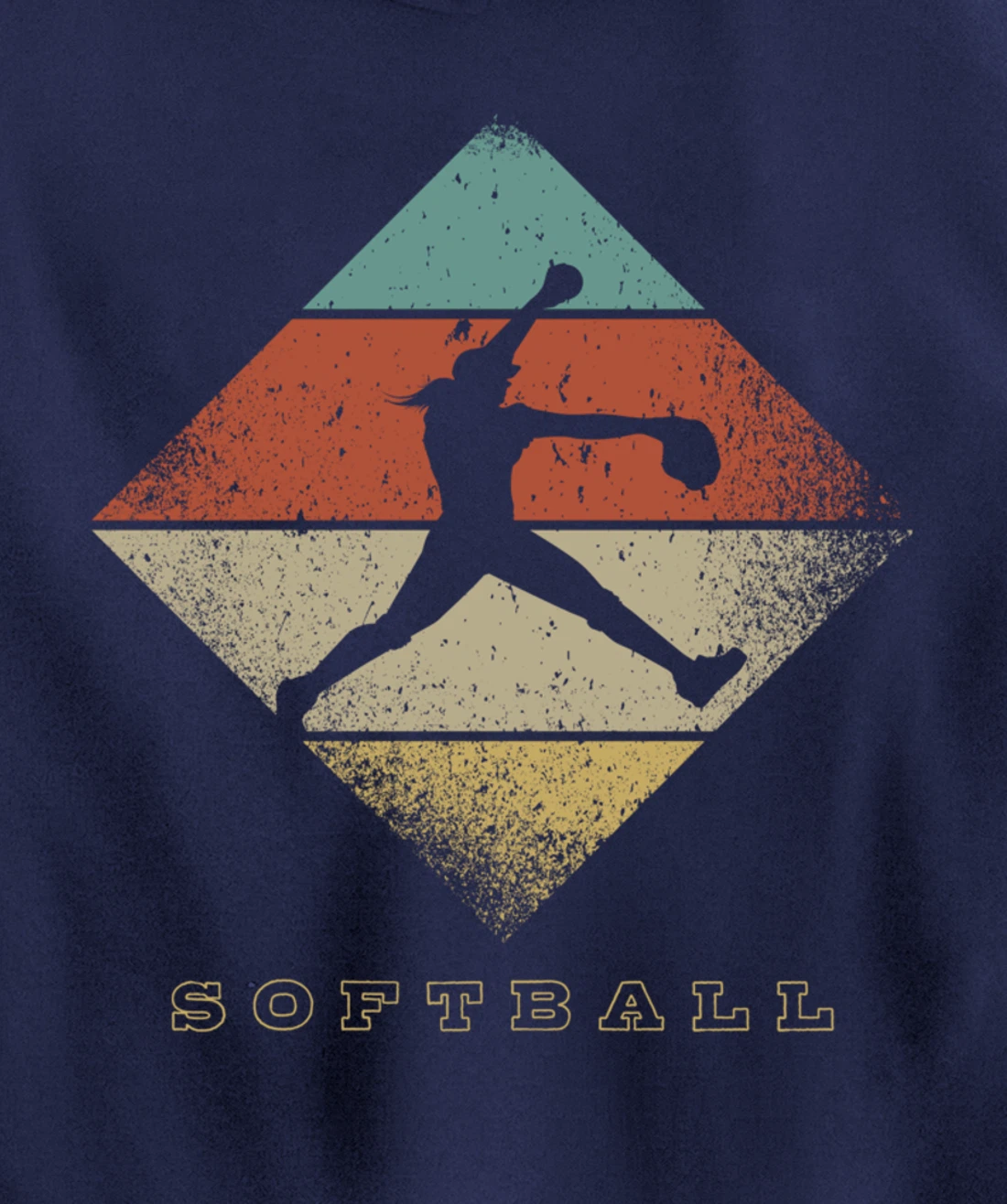 Retro Softball Pitcher 1960's 1970's Style Softball Pullover Hoodie