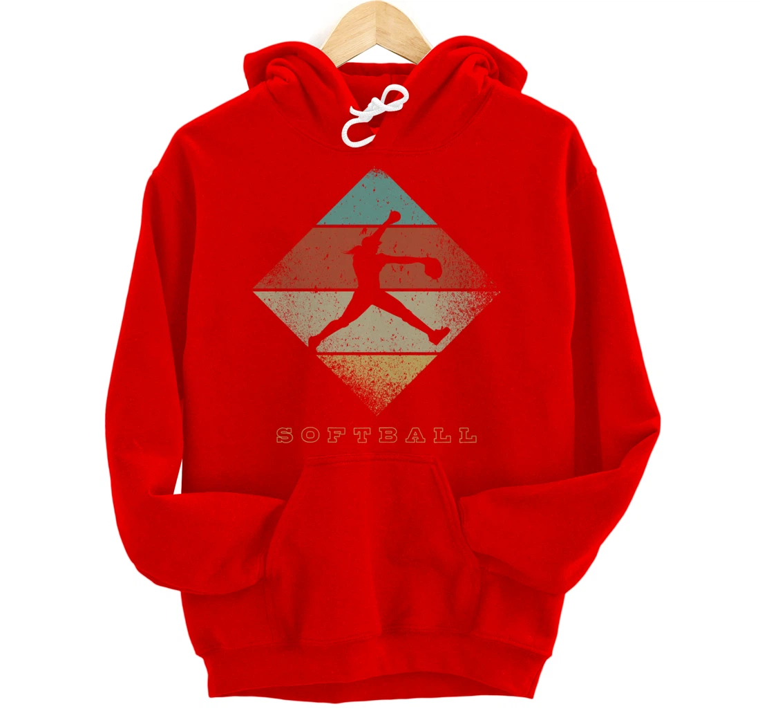 Retro Softball Pitcher 1960's 1970's Style Softball Pullover Hoodie