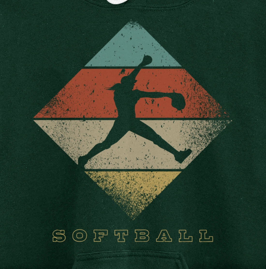 Retro Softball Pitcher 1960's 1970's Style Softball Pullover Hoodie