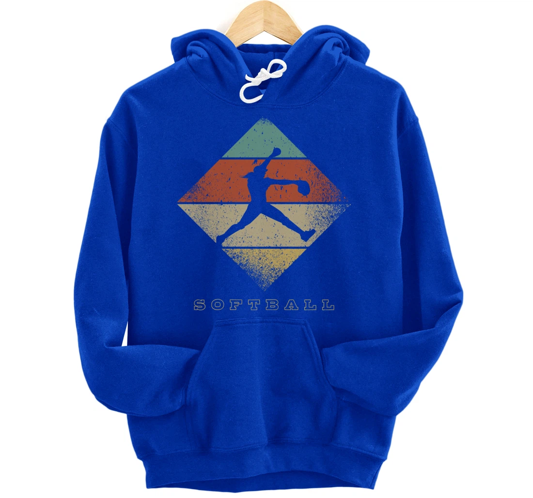 Retro Softball Pitcher 1960's 1970's Style Softball Pullover Hoodie
