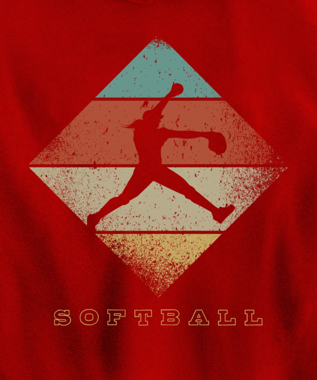 Retro Softball Pitcher 1960's 1970's Style Softball Pullover Hoodie