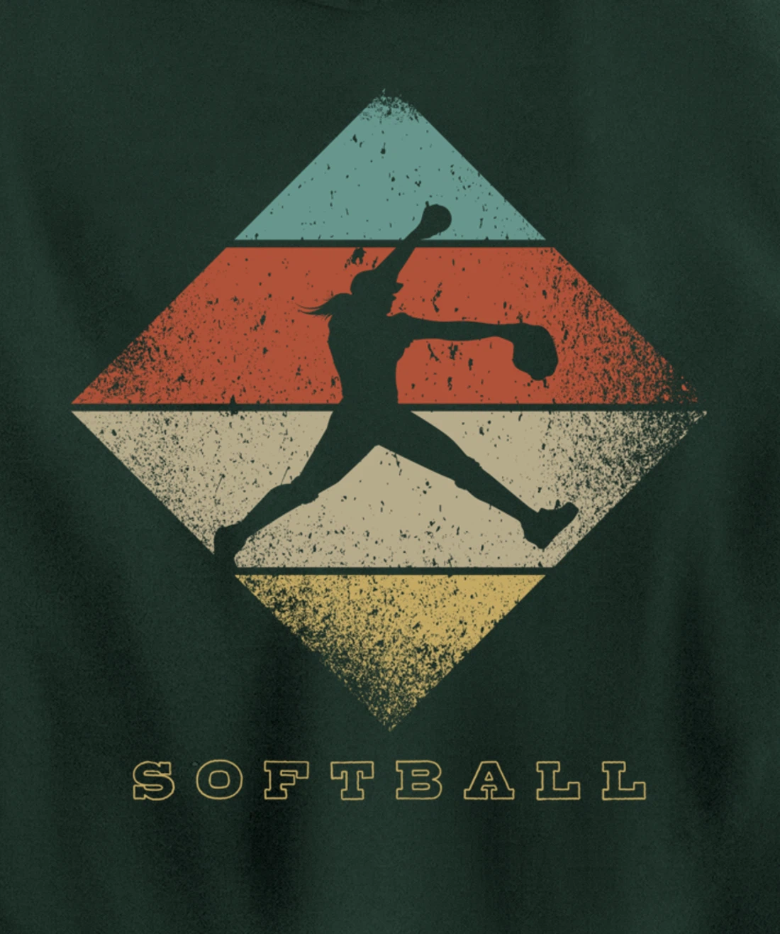 Retro Softball Pitcher 1960's 1970's Style Softball Pullover Hoodie