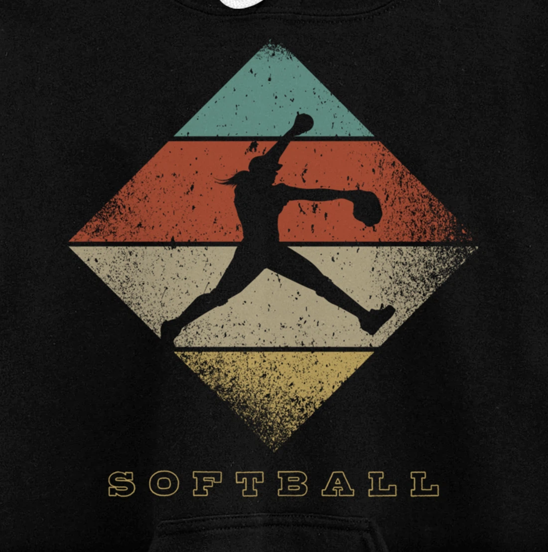 Retro Softball Pitcher 1960's 1970's Style Softball Pullover Hoodie