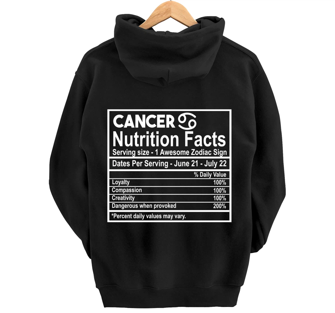 Cancer Nutrition Facts Zodiac Sign Pullover Hoodie