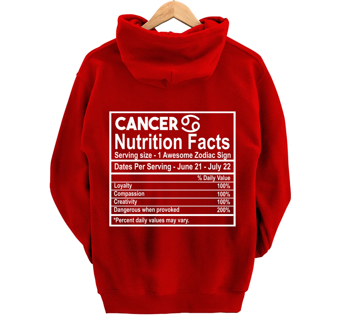Cancer Nutrition Facts Zodiac Sign Pullover Hoodie