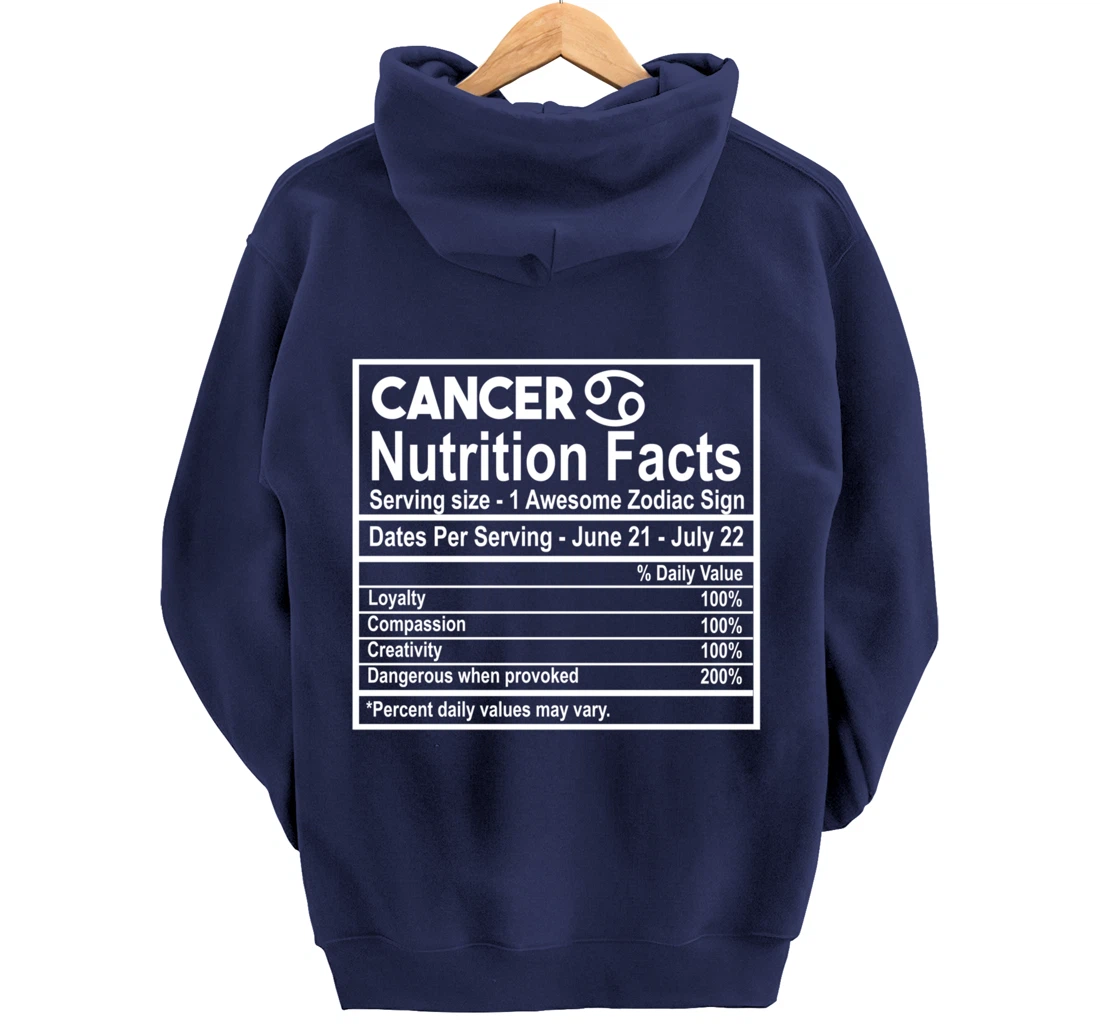 Cancer Nutrition Facts Zodiac Sign Pullover Hoodie
