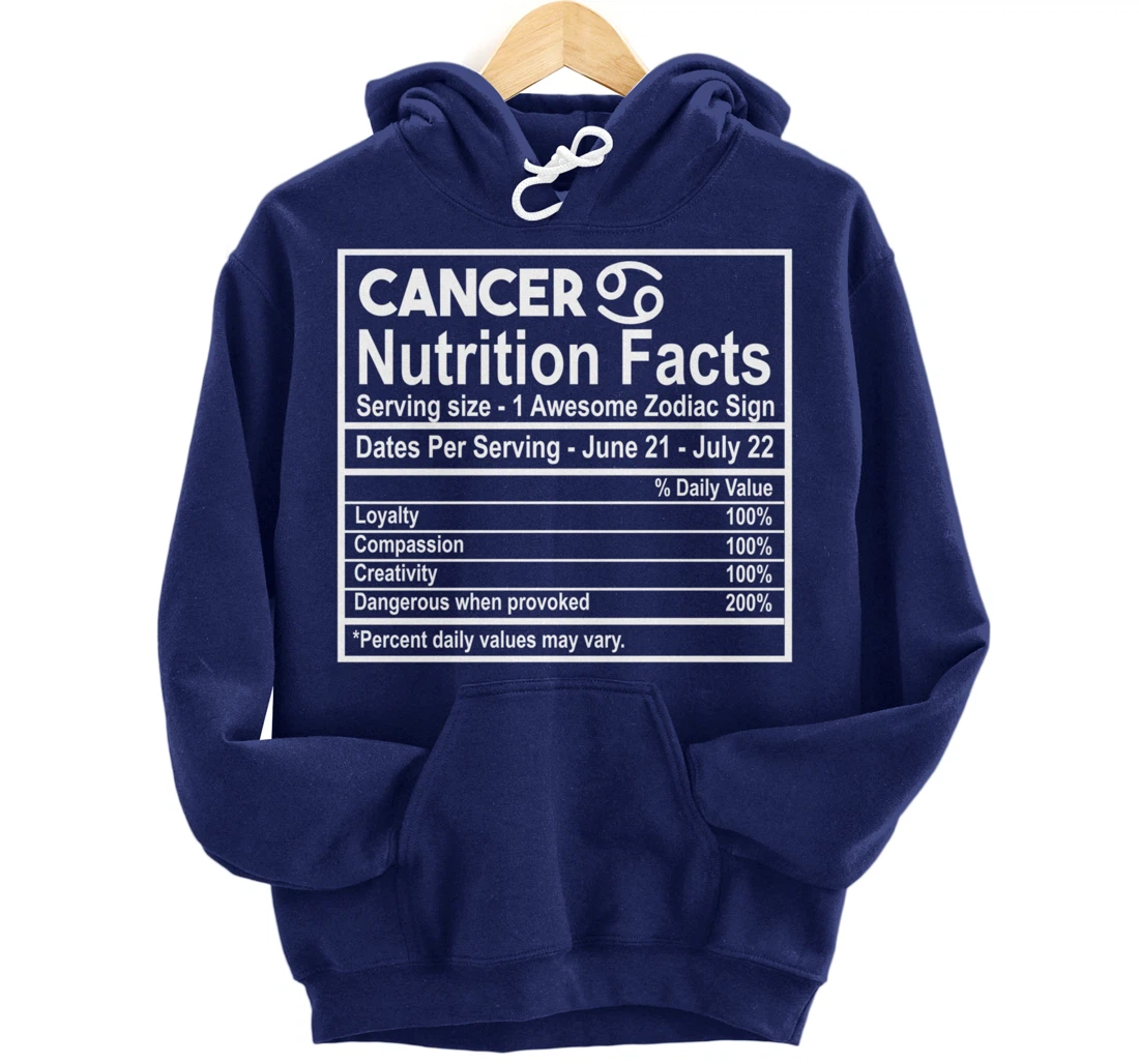 Cancer Nutrition Facts Zodiac Sign Pullover Hoodie