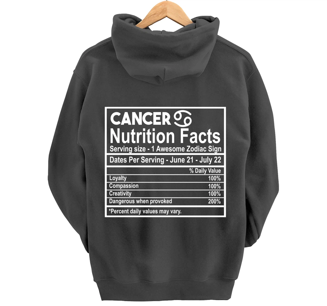 Cancer Nutrition Facts Zodiac Sign Pullover Hoodie