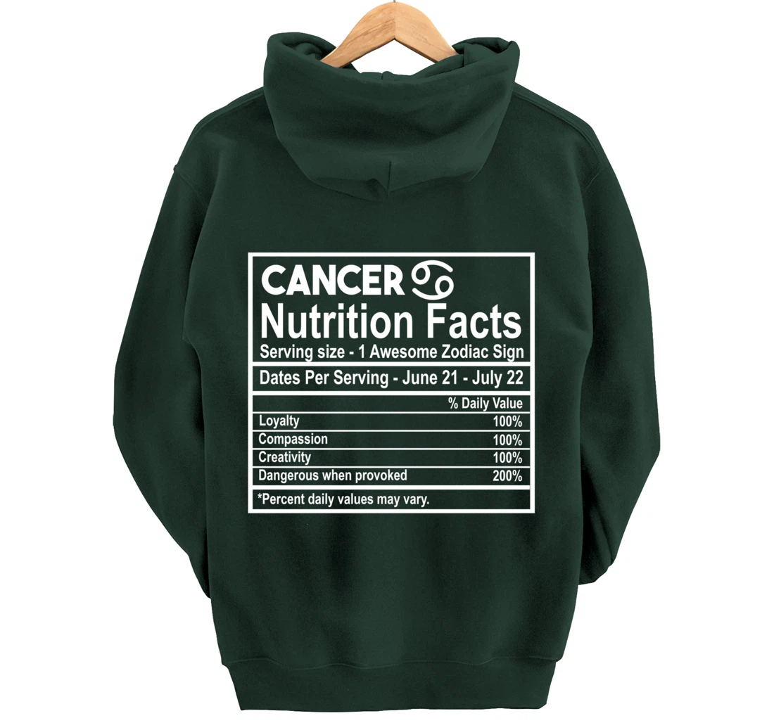 Cancer Nutrition Facts Zodiac Sign Pullover Hoodie