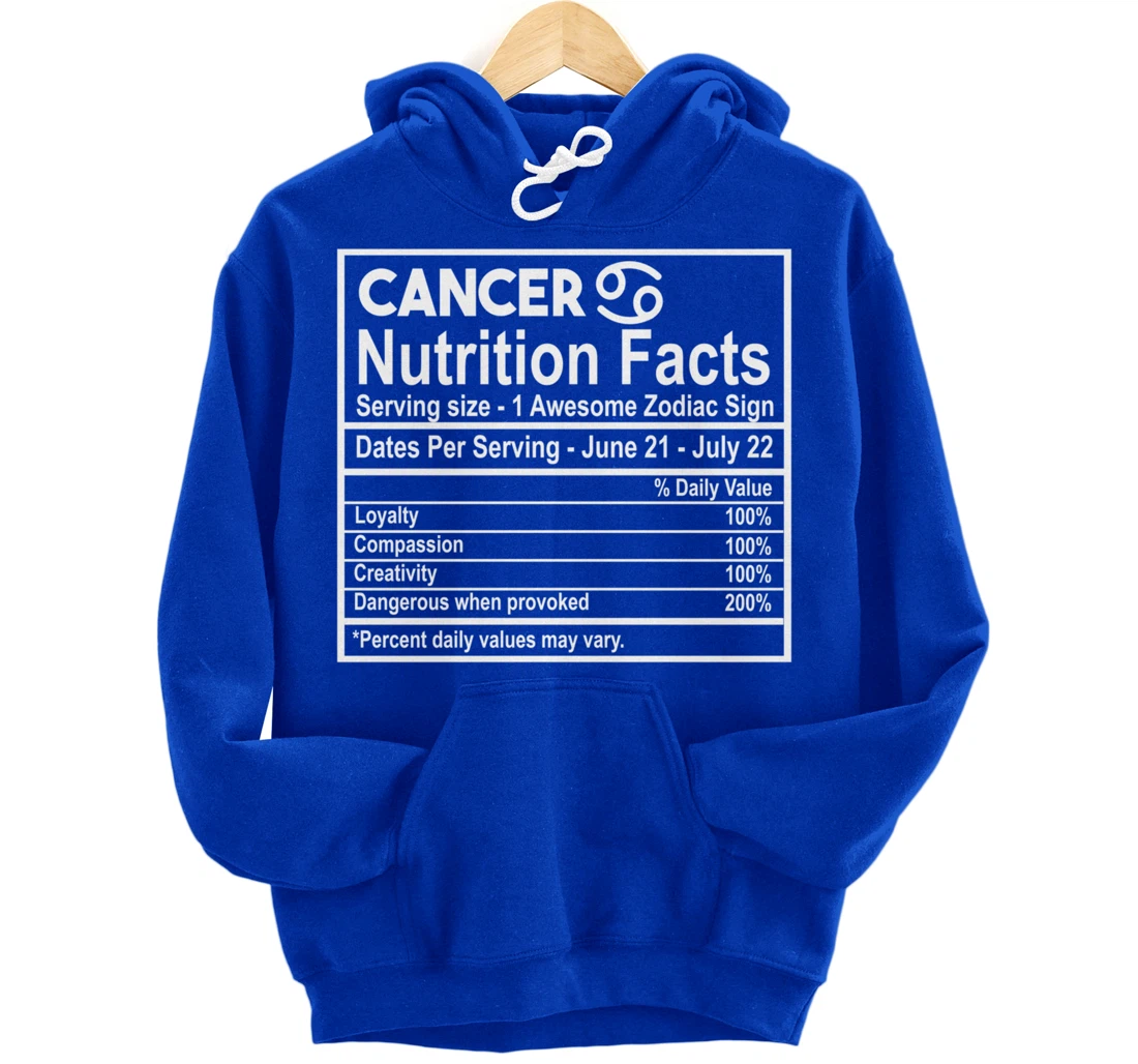 Cancer Nutrition Facts Zodiac Sign Pullover Hoodie