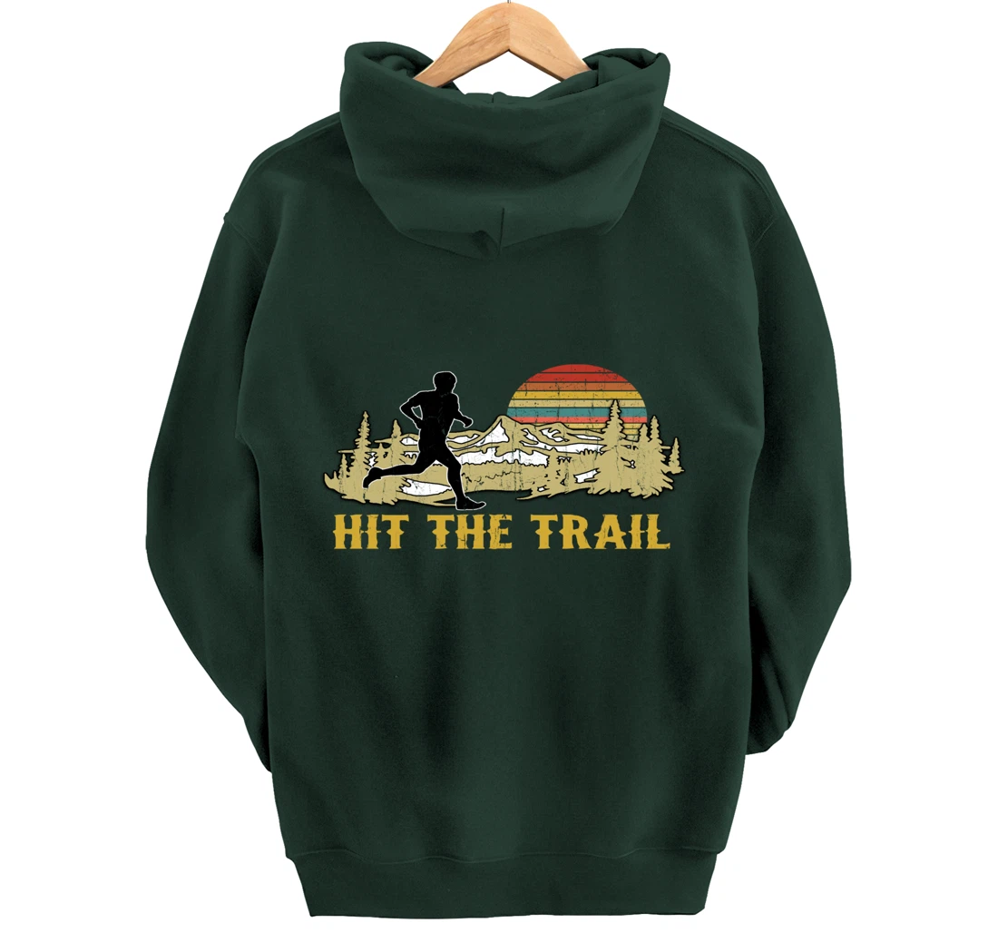 RUNNING 365 Hit the Trail Runner Tee Retro Vintage Running Pullover Hoodie