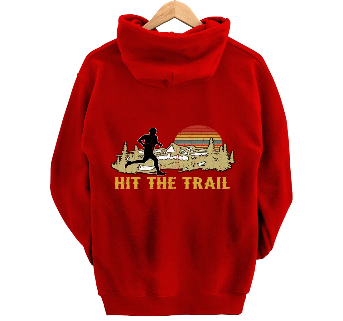 RUNNING 365 Hit the Trail Runner Tee Retro Vintage Running Pullover Hoodie