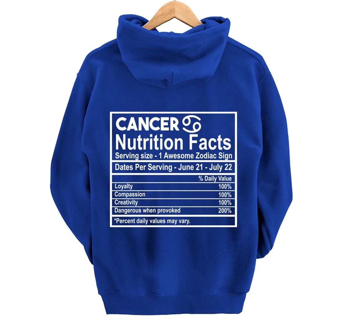 Cancer Nutrition Facts Zodiac Sign Pullover Hoodie