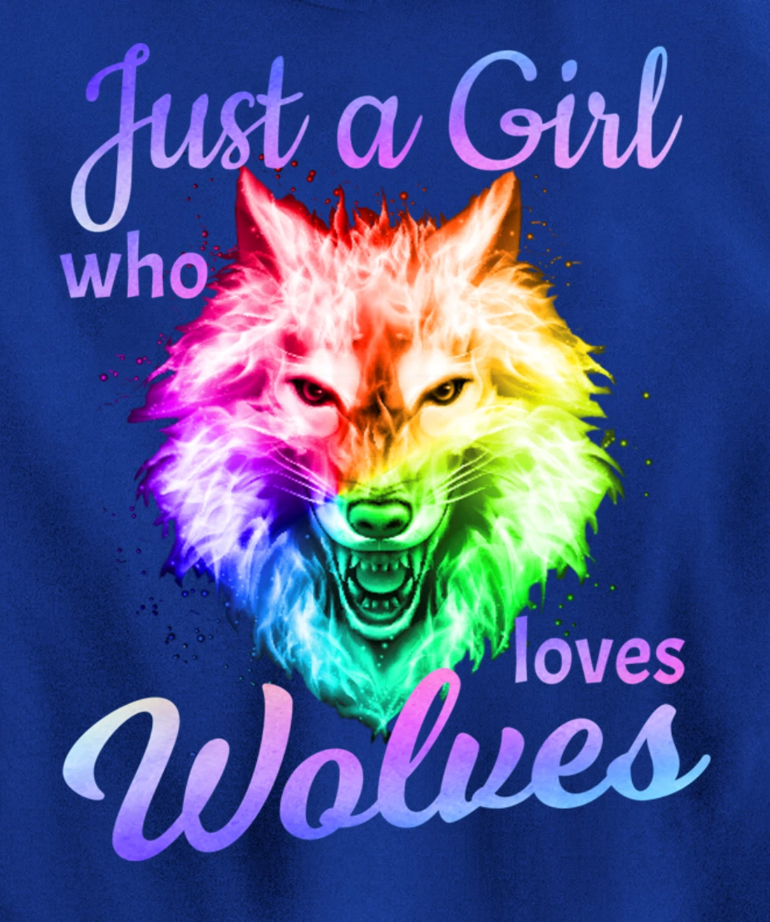 Just a Girl Who Loves wolves - Moon Wolf Shirt Girls Women Pullover Hoodie