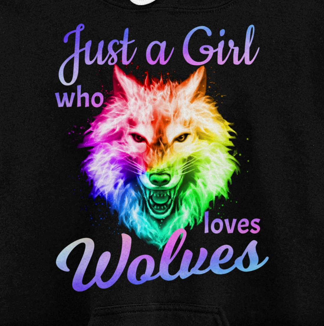 Just a Girl Who Loves wolves - Moon Wolf Shirt Girls Women Pullover Hoodie