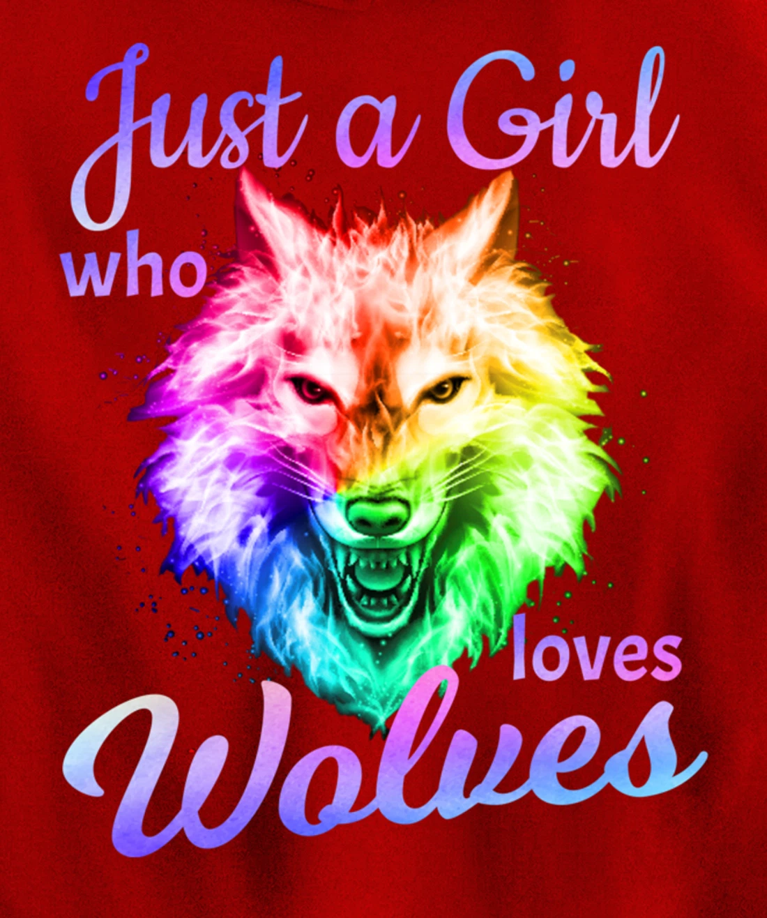 Just a Girl Who Loves wolves - Moon Wolf Shirt Girls Women Pullover Hoodie