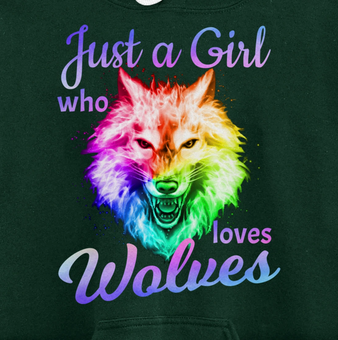 Just a Girl Who Loves wolves - Moon Wolf Shirt Girls Women Pullover Hoodie