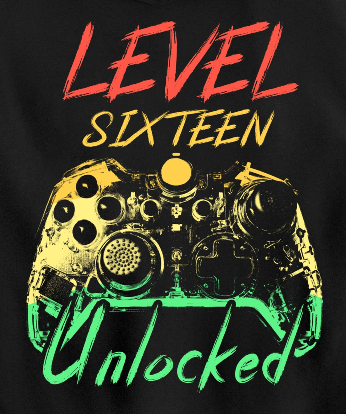 Retro Level 16 Unlocked Awesome Since 2003 16th Bday Gamer Pullover Hoodie
