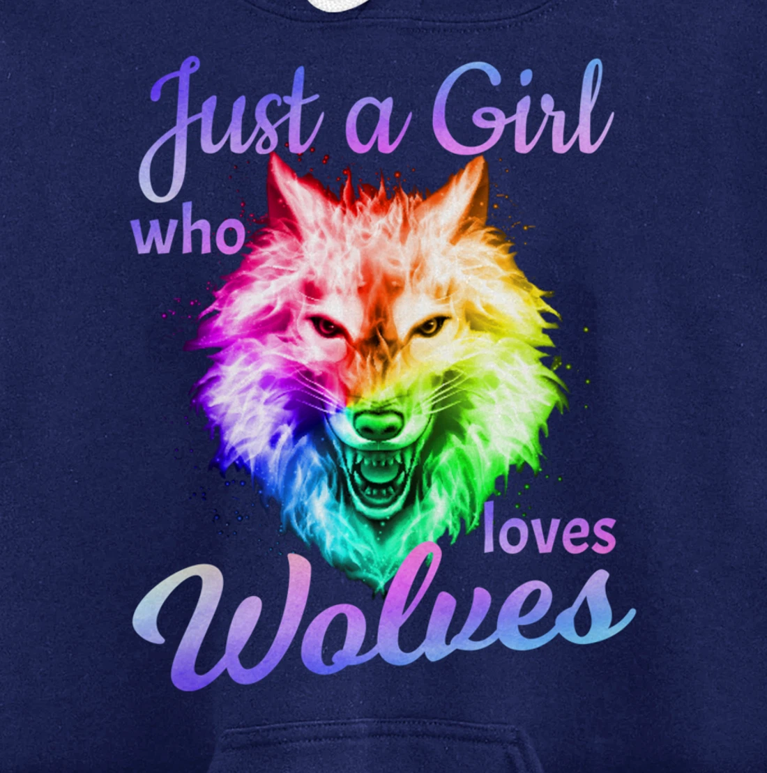 Just a Girl Who Loves wolves - Moon Wolf Shirt Girls Women Pullover Hoodie