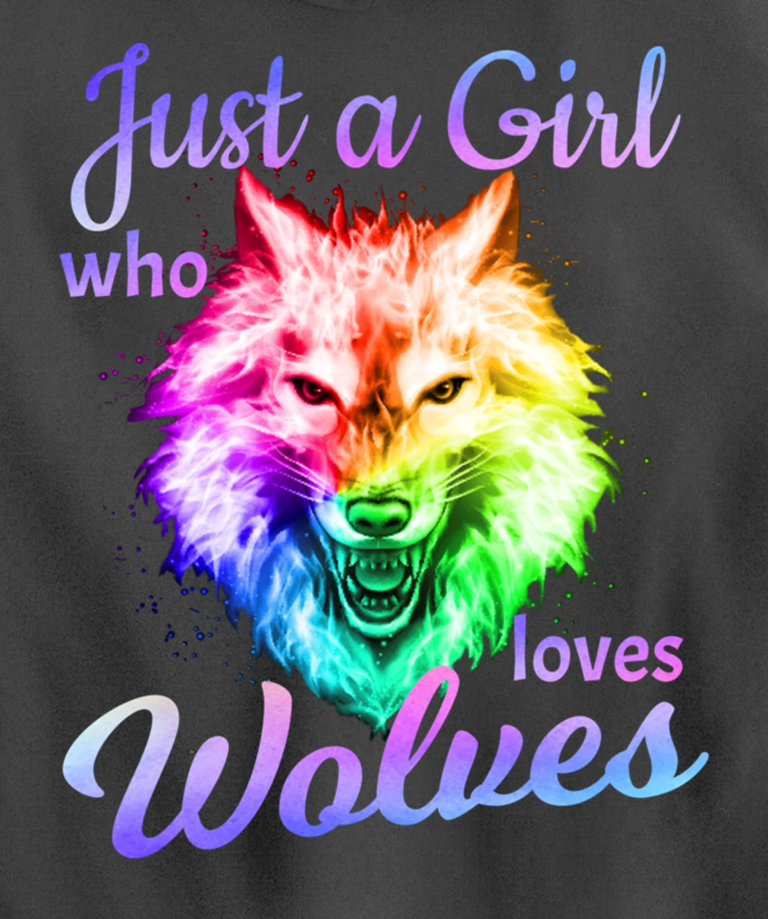 Just a Girl Who Loves wolves - Moon Wolf Shirt Girls Women Pullover Hoodie
