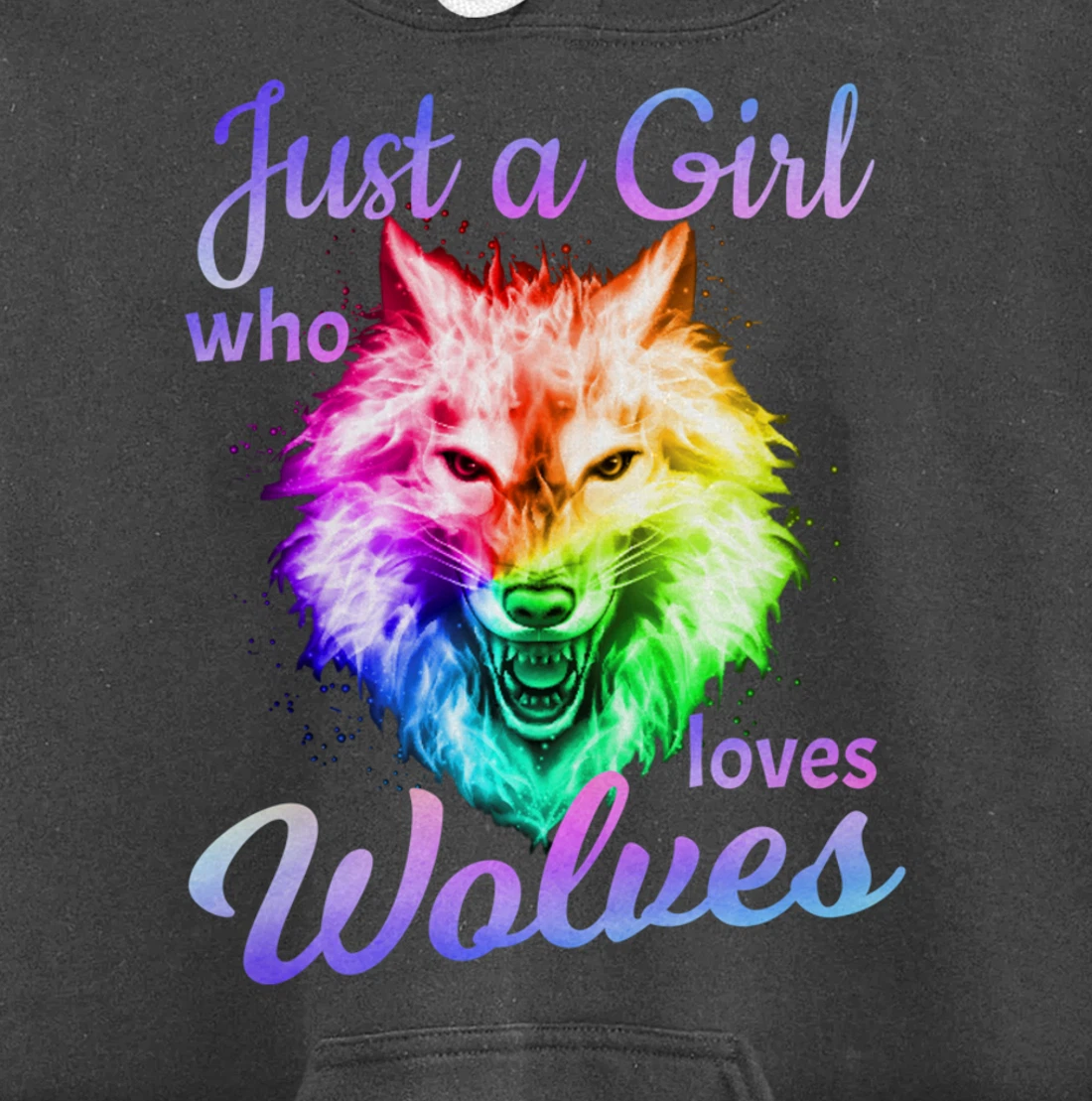 Just a Girl Who Loves wolves - Moon Wolf Shirt Girls Women Pullover Hoodie