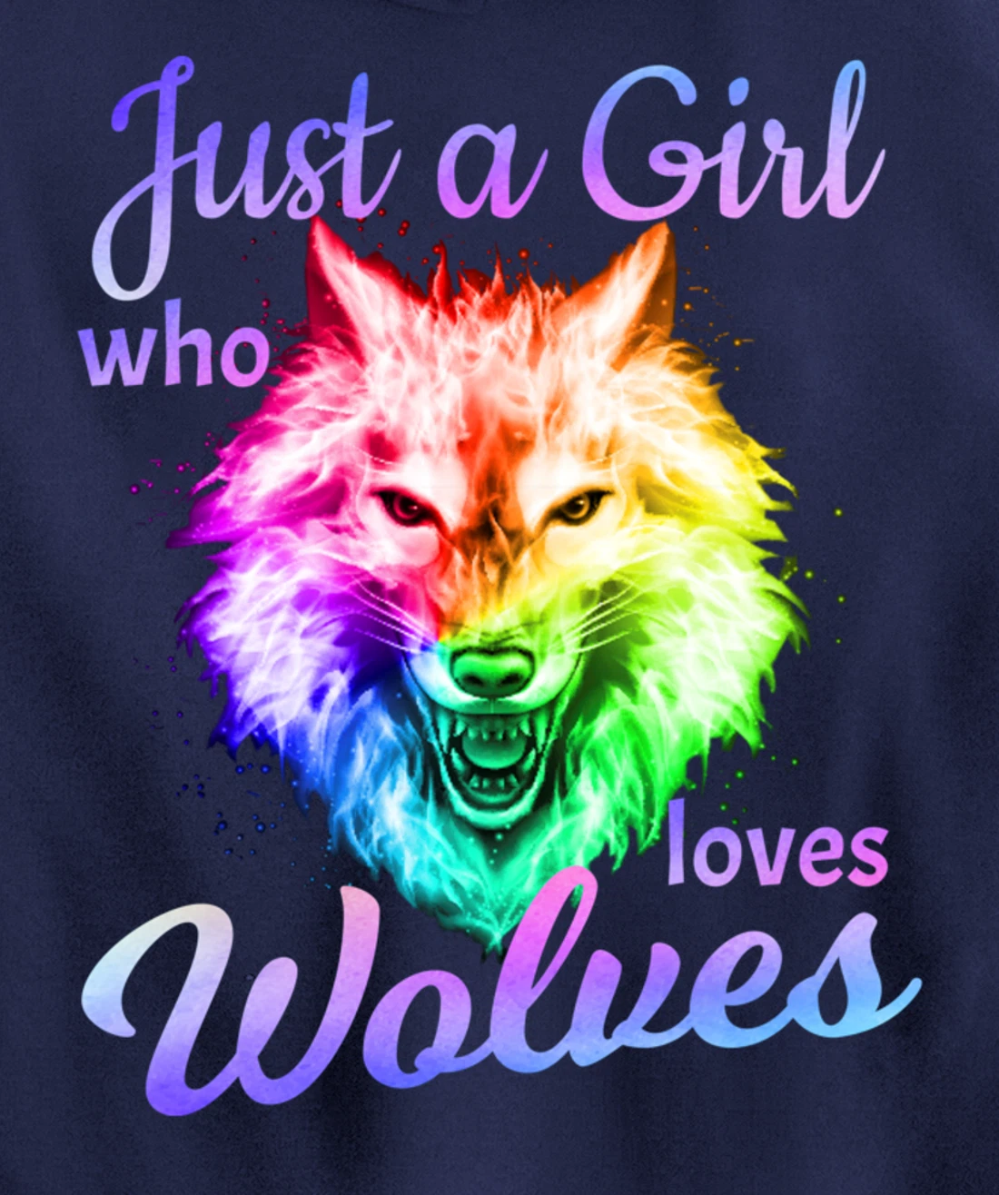 Just a Girl Who Loves wolves - Moon Wolf Shirt Girls Women Pullover Hoodie