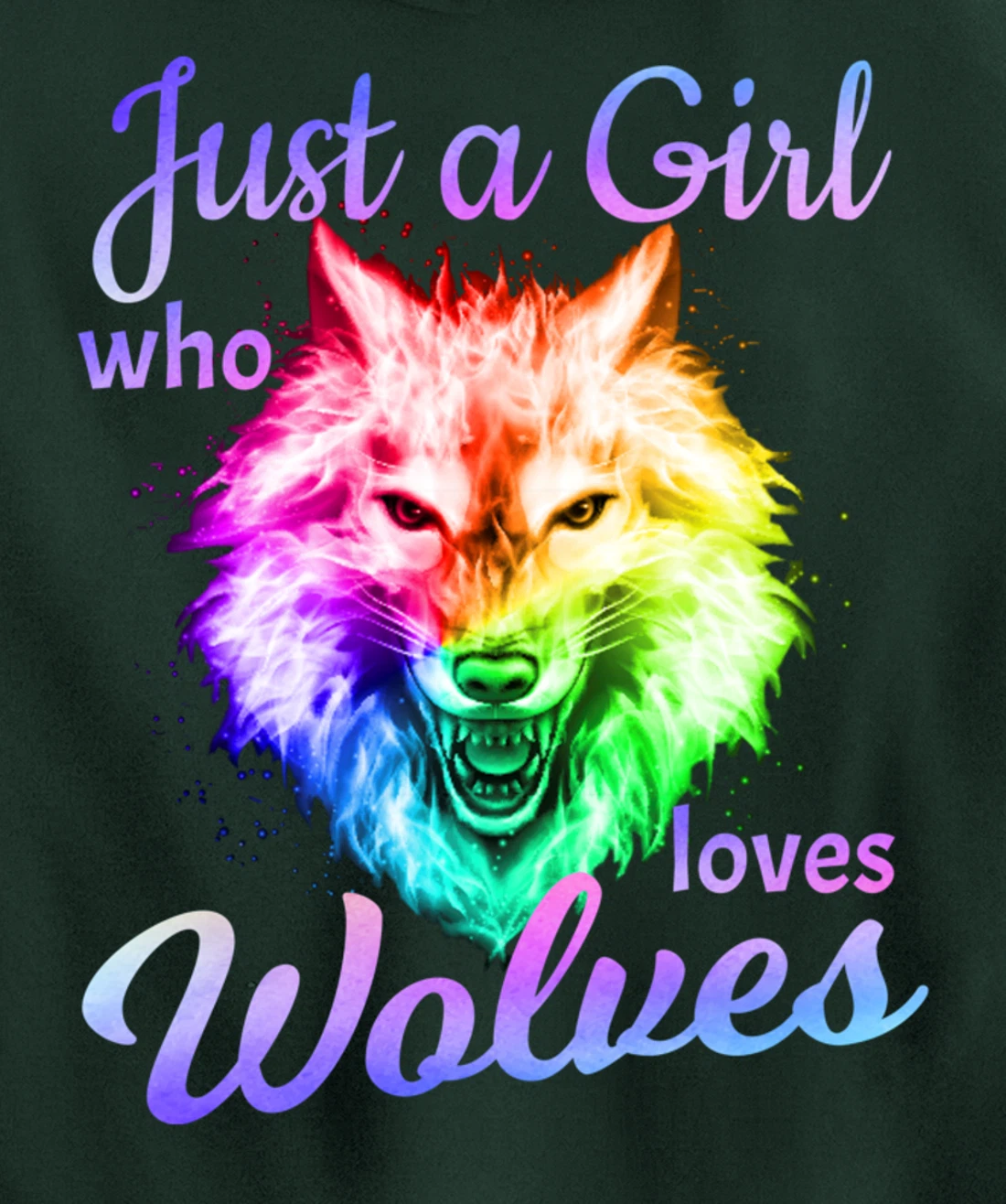 Just a Girl Who Loves wolves - Moon Wolf Shirt Girls Women Pullover Hoodie
