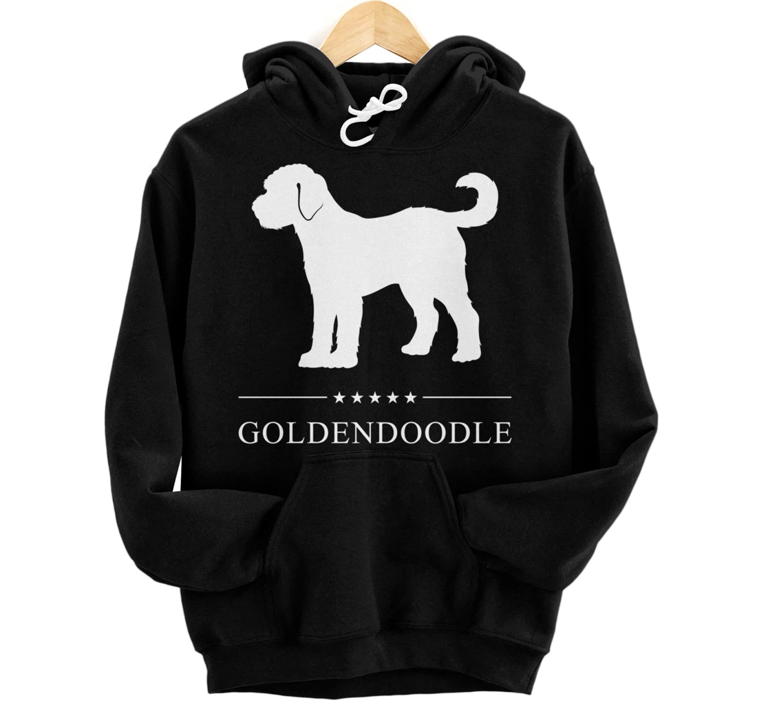 Goldendoodle Dog White Silhouette Pullover Hoodie