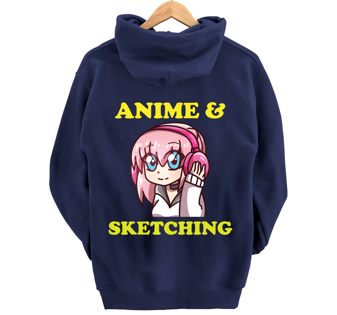 Anime Gift Funny Anime Cute Kawaii Anime and Sketching Pullover Hoodie