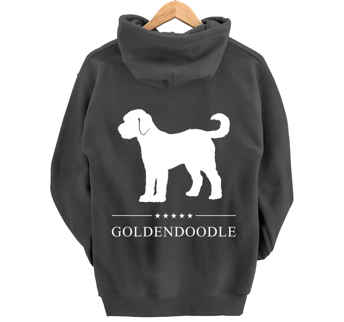 Goldendoodle Dog White Silhouette Pullover Hoodie