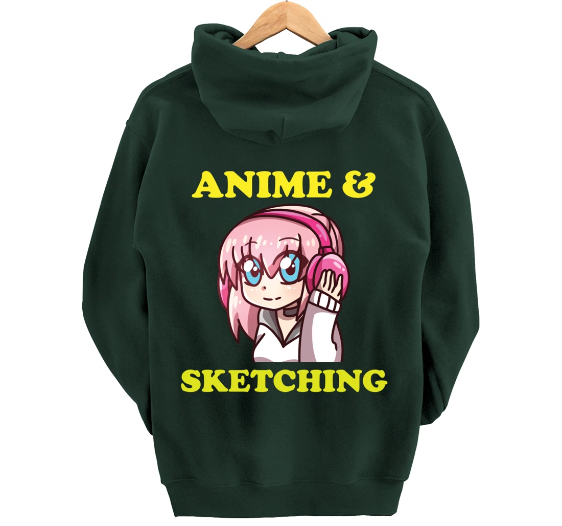 Anime Gift Funny Anime Cute Kawaii Anime and Sketching Pullover Hoodie