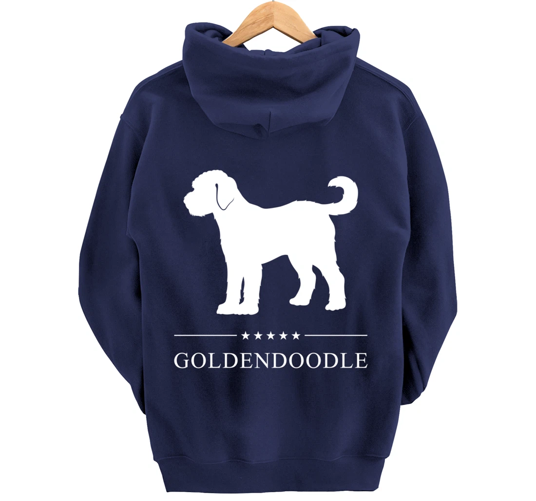 Goldendoodle Dog White Silhouette Pullover Hoodie